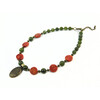 Exclusive necklace &quot;Khatyje&quot; Jadeite, Coral spongy coin