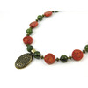 Exclusive necklace &quot;Khatyje&quot; Jadeite, Coral spongy coin