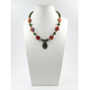 Exclusive necklace &quot;Khatyje&quot; Jadeite, Coral spongy coin