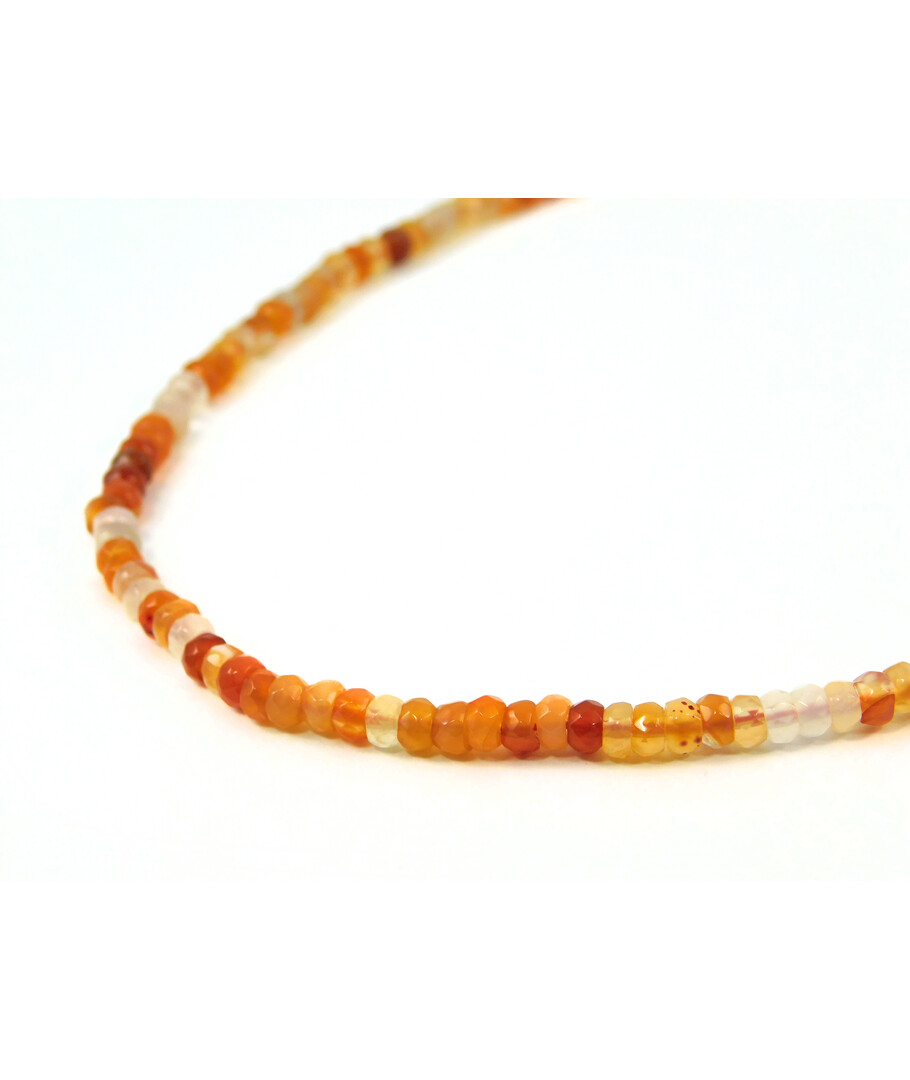 Carnelian rondel facet necklace, silver