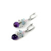 Exclusive earrings &quot;Lola&quot; Amethyst, Aquamarine, Rock crystal crumb