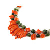 Exclusive necklace &quot;Prima Donna&quot; Jadeite, Coral, cube, sticks, 2 rows