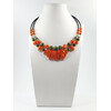 Exclusive necklace &quot;Prima Donna&quot; Jadeite, Coral, cube, sticks, 2 rows