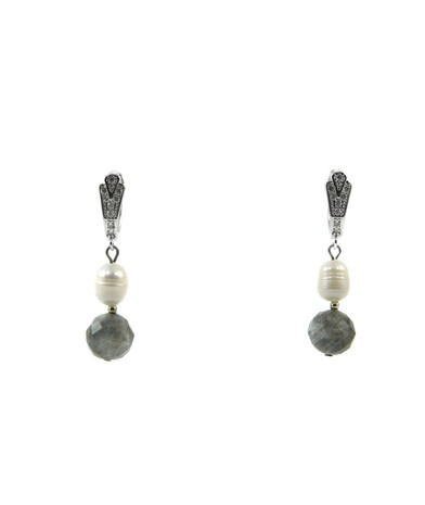 Exclusive earrings "Labrador garden" Labrador face, Oval pearls