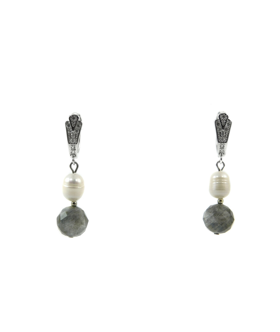 Exclusive earrings "Labrador garden" Labrador face, Oval pearls