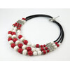 Exclusive necklace &quot;Prima Donna&quot; Coral press, Sponge, rondel, 3 rows