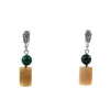 Exclusive earrings &quot;Malachite Garden&quot; Malachite, Sunstone barrel