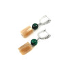 Exclusive earrings &quot;Malachite Garden&quot; Malachite, Sunstone barrel