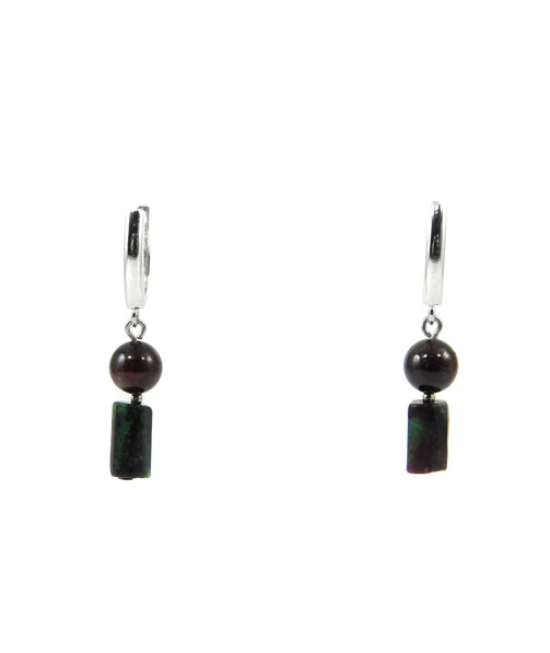 Exclusive earrings "Pomegranate Garden" Pomegranate, Zoisite barrel