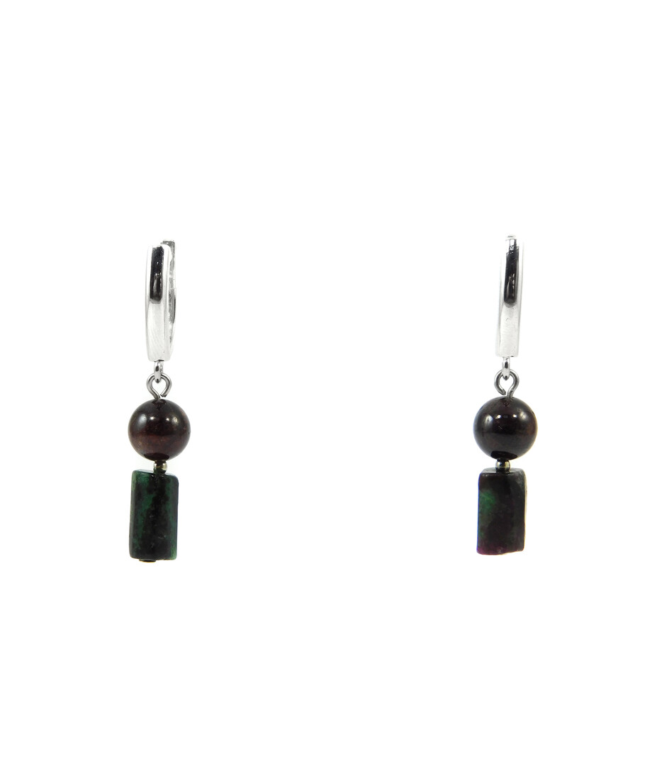 Exclusive earrings "Pomegranate Garden" Pomegranate, Zoisite barrel