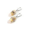 Exclusive earrings &quot;Lola&quot; Rose quartz facet, Mother of pearl, Cat&#039;s eye crumb