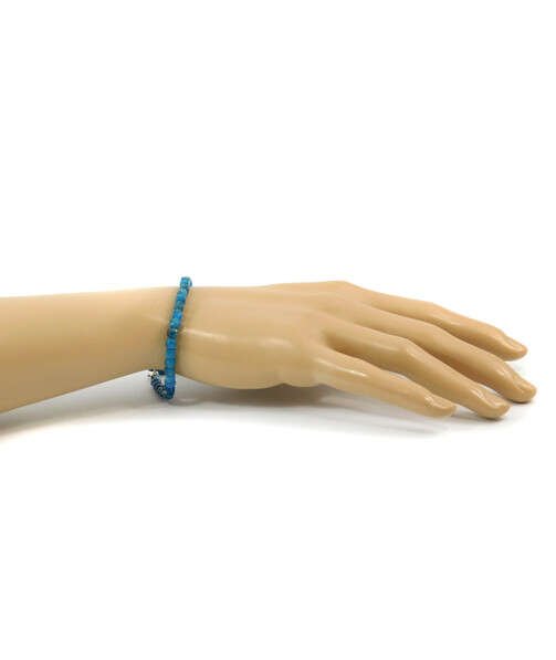 Apatite face cube bracelet, silver