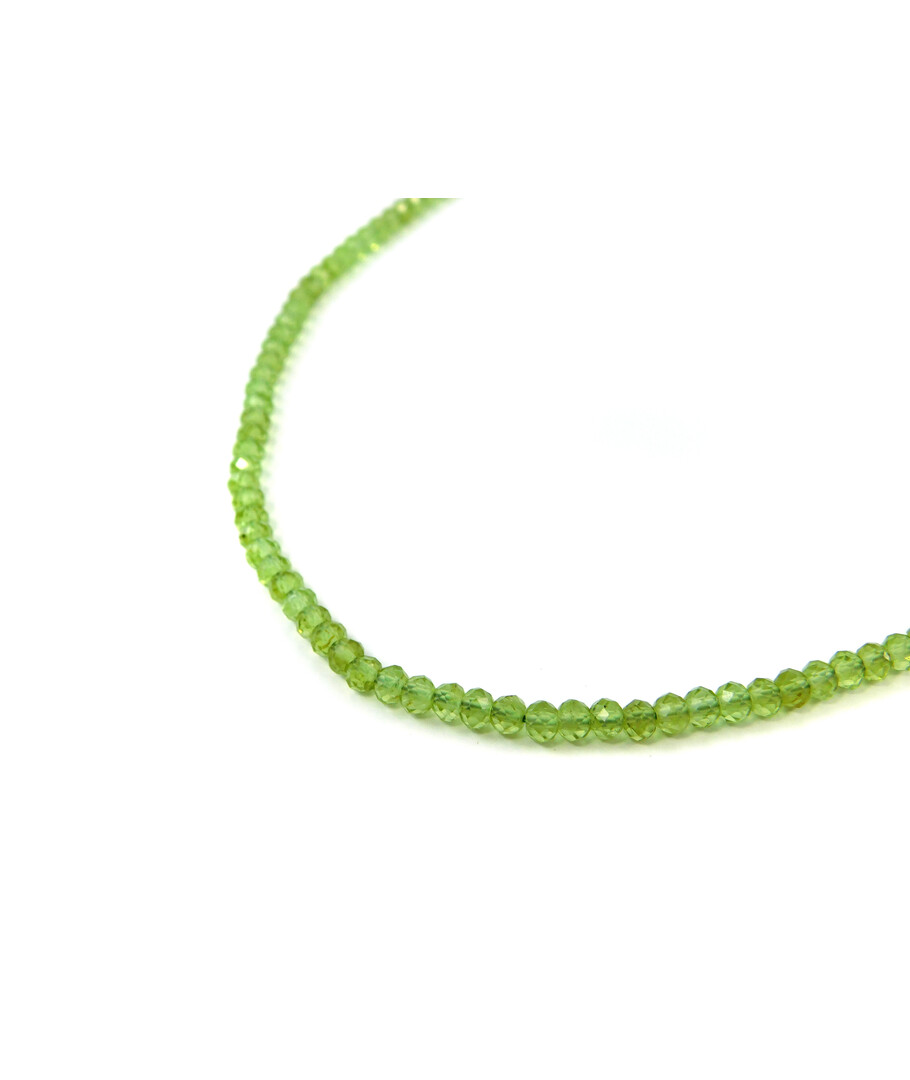 Chrysolite necklace with a rondel face, silver