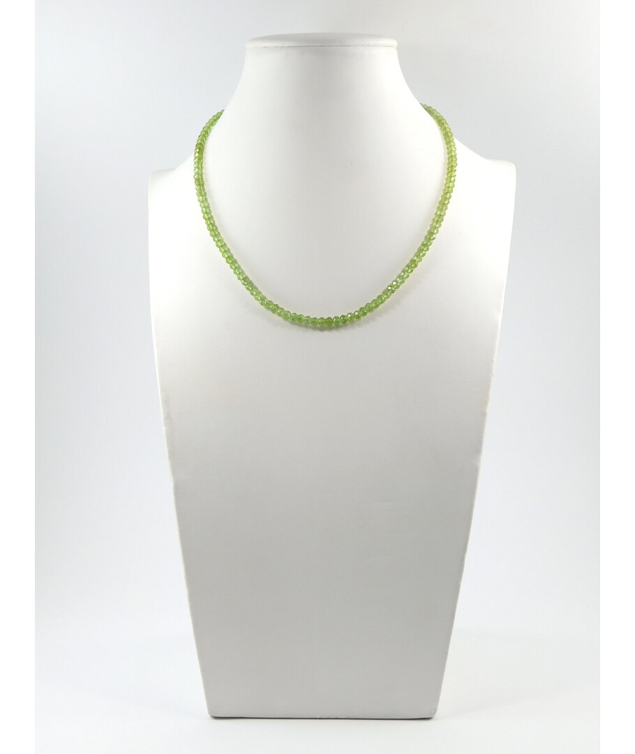 Chrysolite necklace with a rondel face, silver