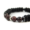 Bracelet Garnet facet, Shungite, Hematite rondel, silver