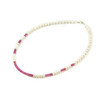 Exclusive necklace &quot;Penelope&quot; Ruby rondel, Pearls, rondel, silver