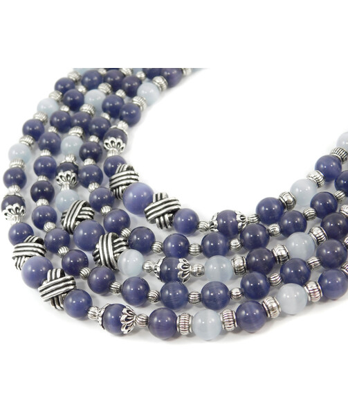 Exclusive necklace "Violet dreams" Cat's eye, 5 rows