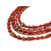 Exclusive necklace &quot;Volodymyr&quot; Coral, rice, 5 rows