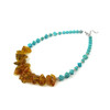 Exclusive necklace &quot;Celis&quot; Amber crumb, Turquoise, cube