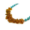 Exclusive necklace &quot;Celis&quot; Amber crumb, Turquoise, cube