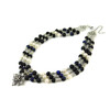 Exclusive necklace &quot;Hutsul motifs&quot; Lava, Shungite, Tiger&#039;s eye, Pearls, 3 rows