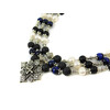 Exclusive necklace &quot;Hutsul motifs&quot; Lava, Shungite, Tiger&#039;s eye, Pearls, 3 rows