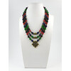 Exclusive necklace &quot;Hutsul motifs&quot; Shungite, Chrysoprase, Lapis lazuli, Coral, 3 rows