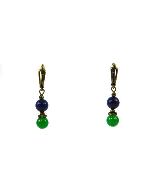 Exclusive earrings "Hutsul motifs" lapis lazuli, chrysoprase