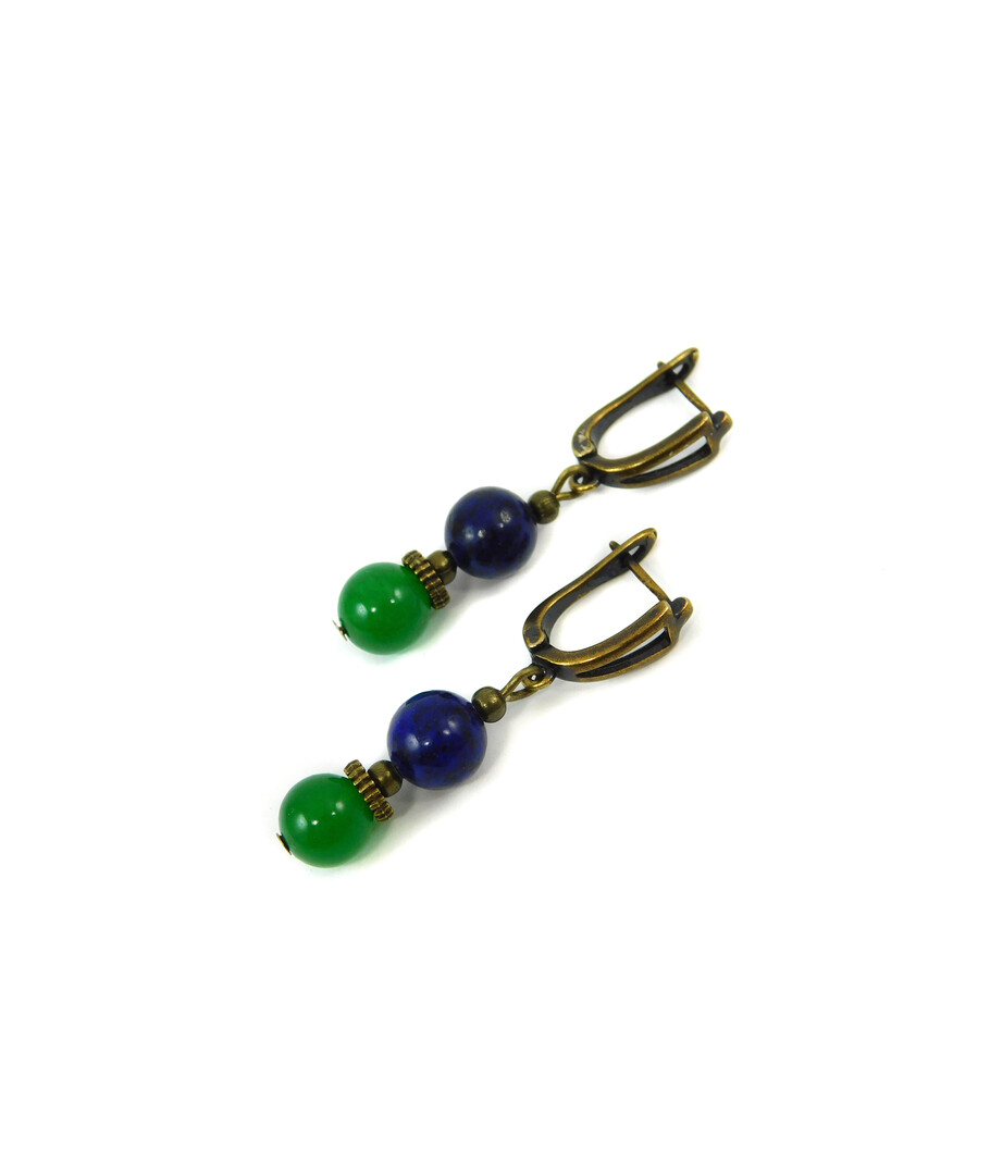 Exclusive earrings "Hutsul motifs" lapis lazuli, chrysoprase