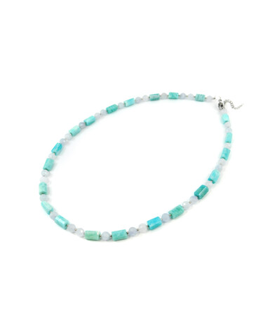 Exclusive necklace "Berta" Amazonite barrel, Quartz facet