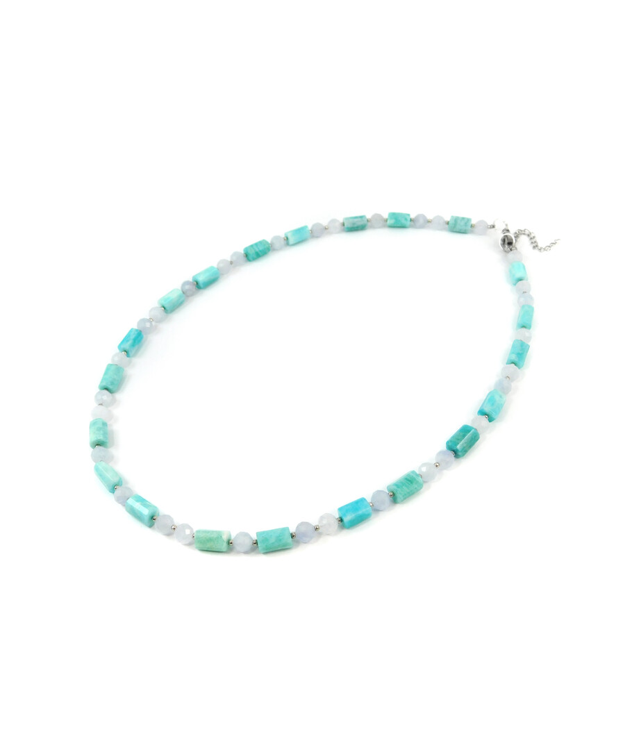 Exclusive necklace "Berta" Amazonite barrel, Quartz facet