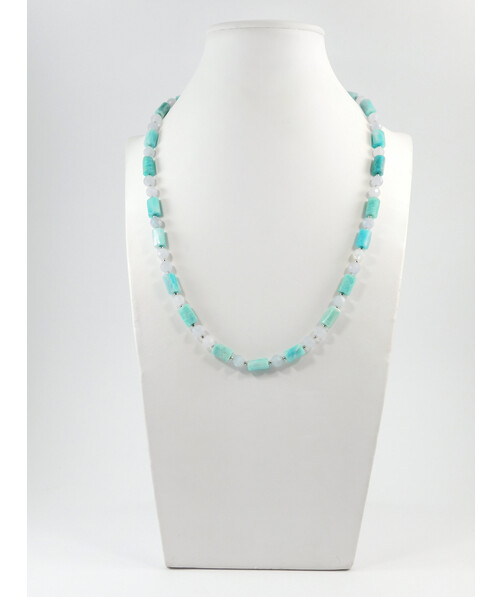 Exclusive necklace "Berta" Amazonite barrel, Quartz facet