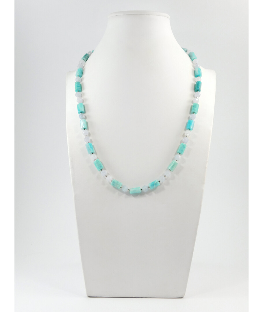 Exclusive necklace "Berta" Amazonite barrel, Quartz facet