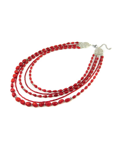 Exclusive necklace "Rose" Coral drop, irregular shape, beads