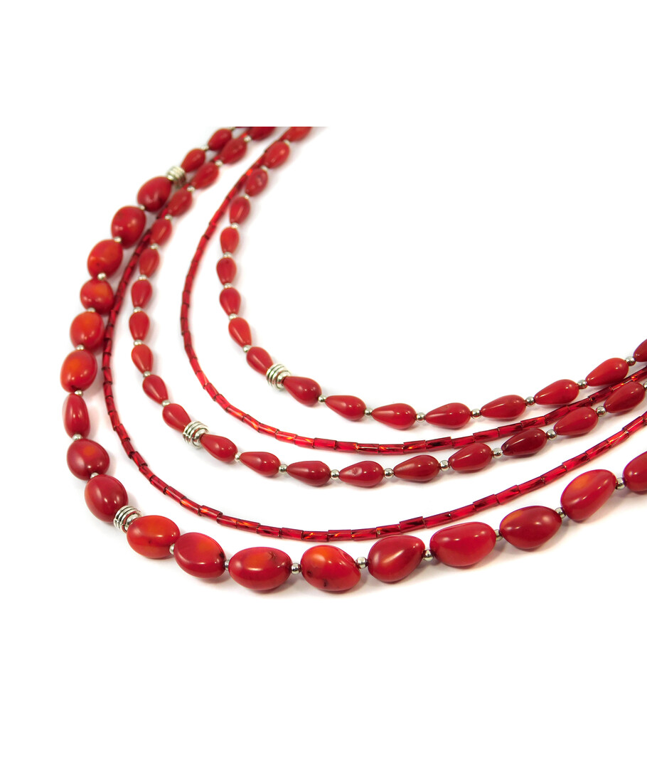 Exclusive necklace "Rose" Coral drop, irregular shape, beads