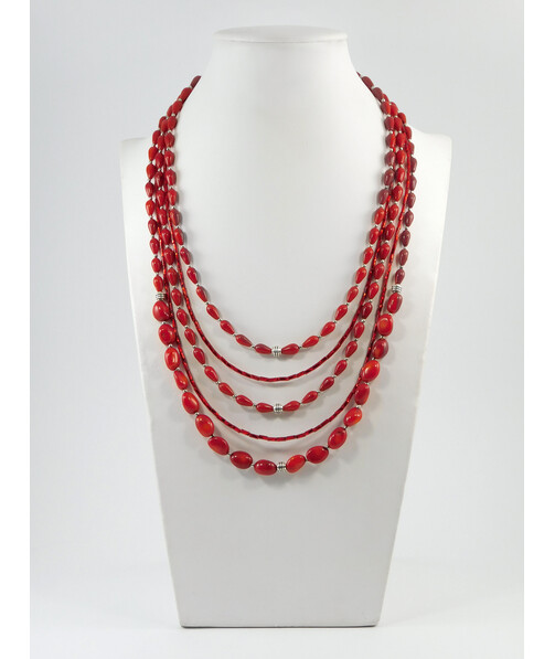 Exclusive necklace "Rose" Coral drop, irregular shape, beads