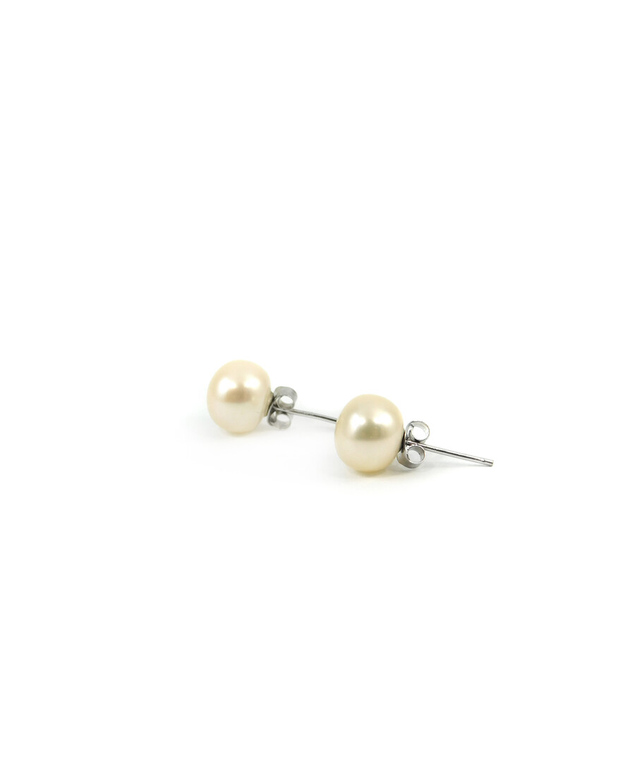 Stud earrings Peach pearls silver-plated