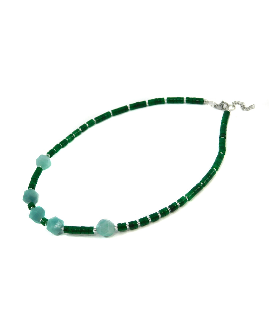 Exclusive necklace "Rima" Amazonite facet, chrysoprase rondel