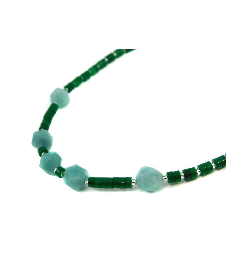 Exclusive necklace "Rima" Amazonite facet, chrysoprase rondel