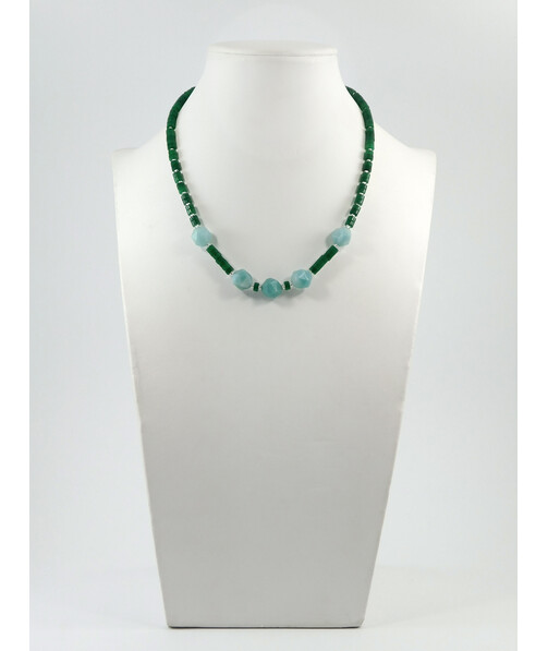 Exclusive necklace "Rima" Amazonite facet, chrysoprase rondel