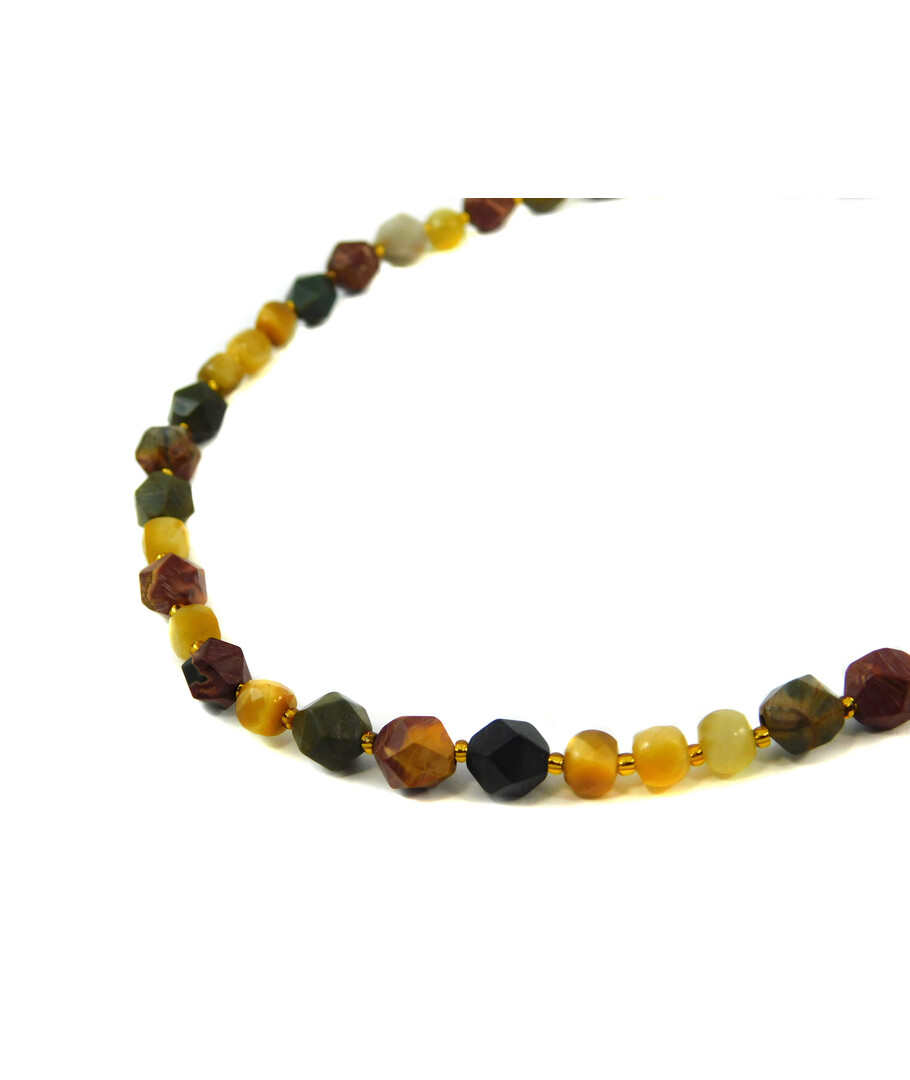 Exclusive necklace "Rima" Jasper facet, Cat's eye cube, facet