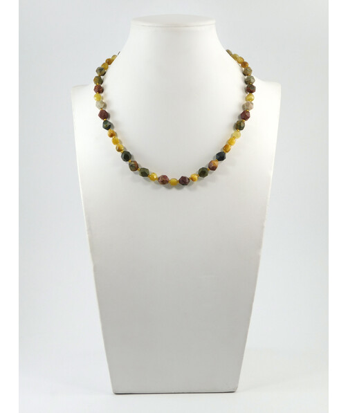 Exclusive necklace "Rima" Jasper facet, Cat's eye cube, facet