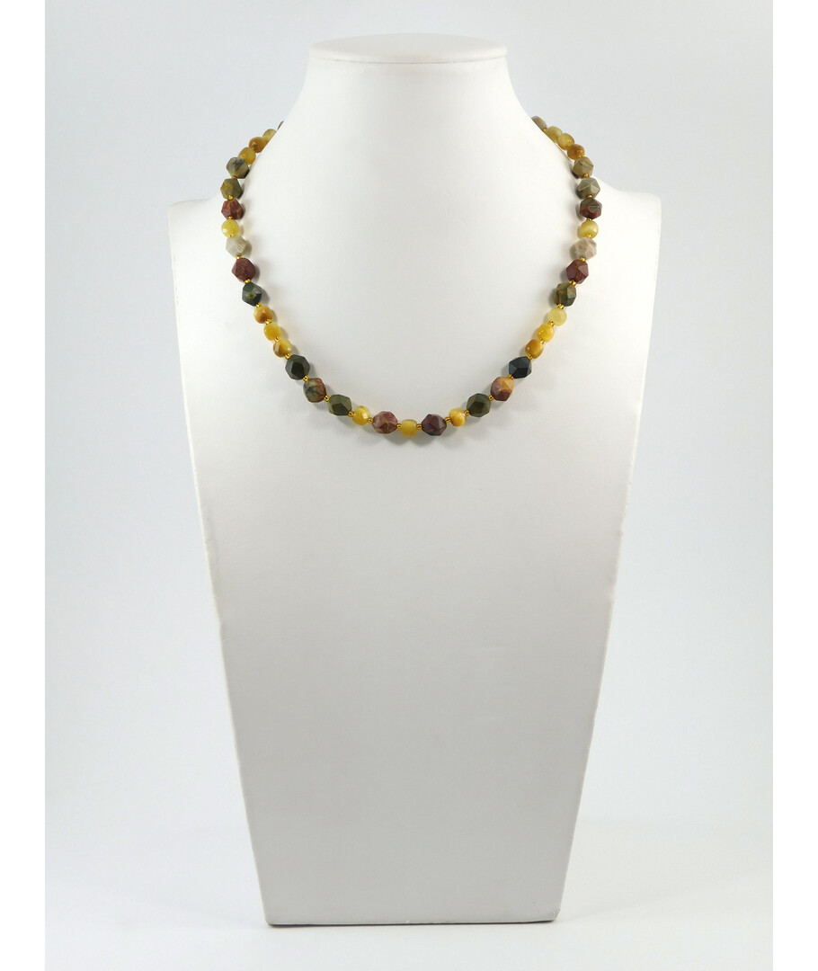 Exclusive necklace "Rima" Jasper facet, Cat's eye cube, facet