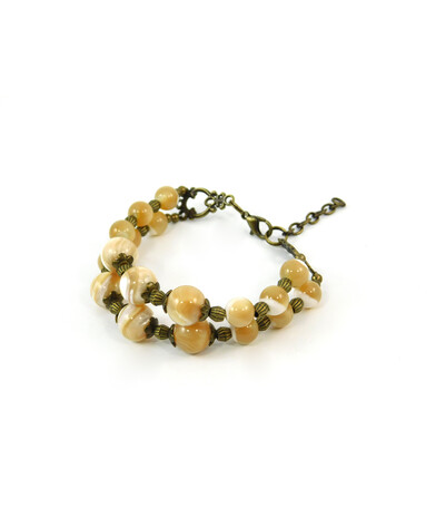 Exclusive bracelet "Caramel Melody" Mother-of-pearl, 2-row