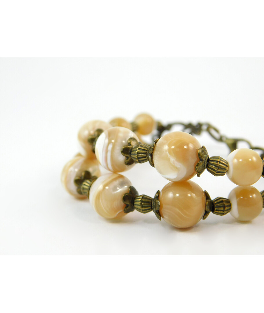 Exclusive bracelet "Caramel Melody" Mother-of-pearl, 2-row