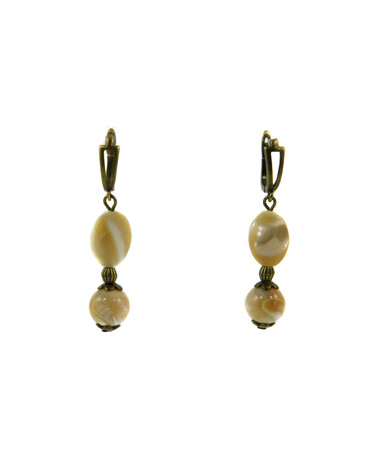 Exclusive earrings "Caramel melody" Mother of pearl, oval