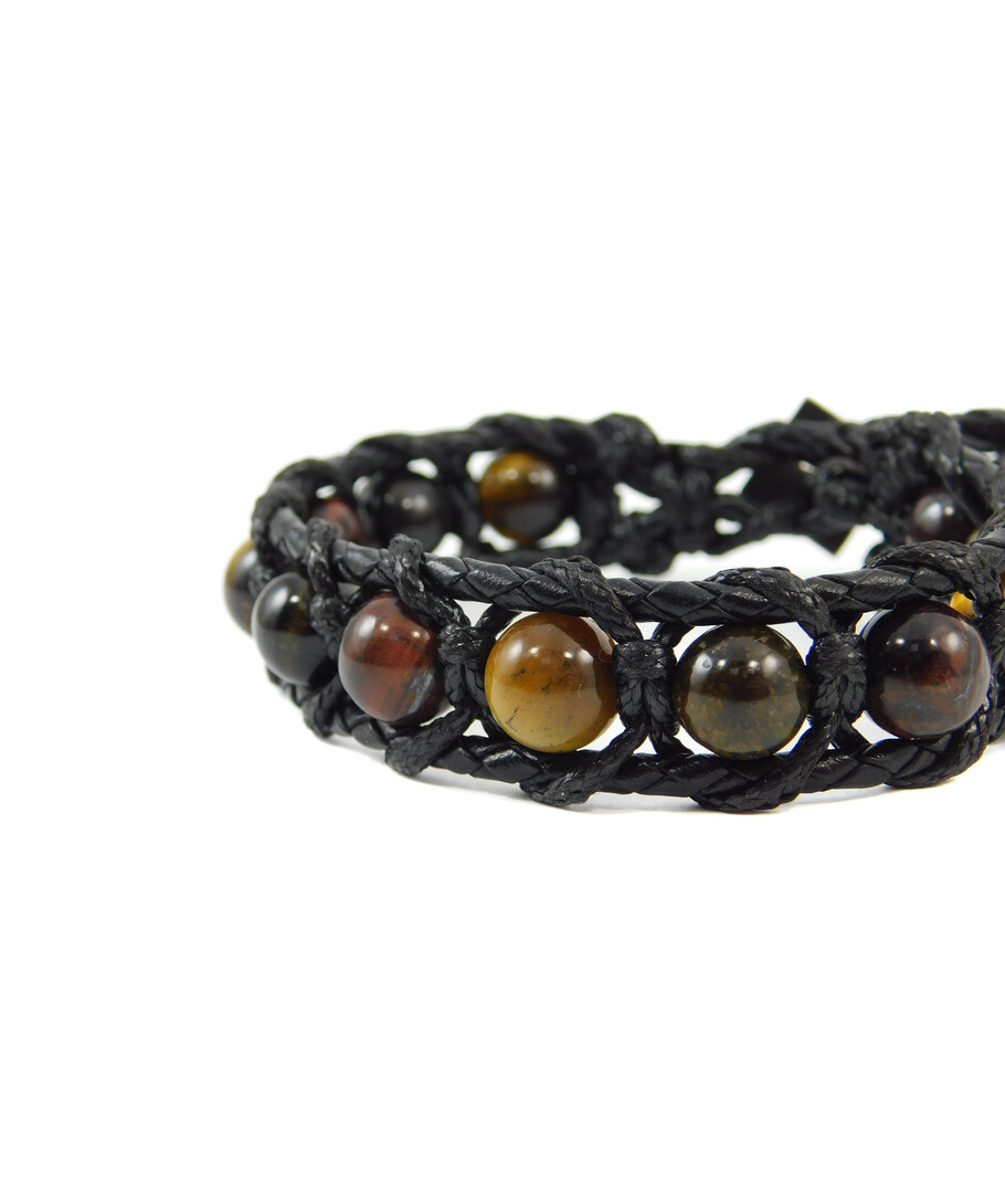 Exclusive leather bracelet "Arrest" Tiger, Bull, Hawk's eye