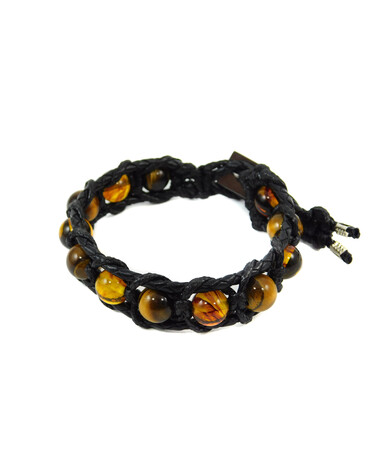 Exclusive leather bracelet "Arrest" Amber, Tiger's eye