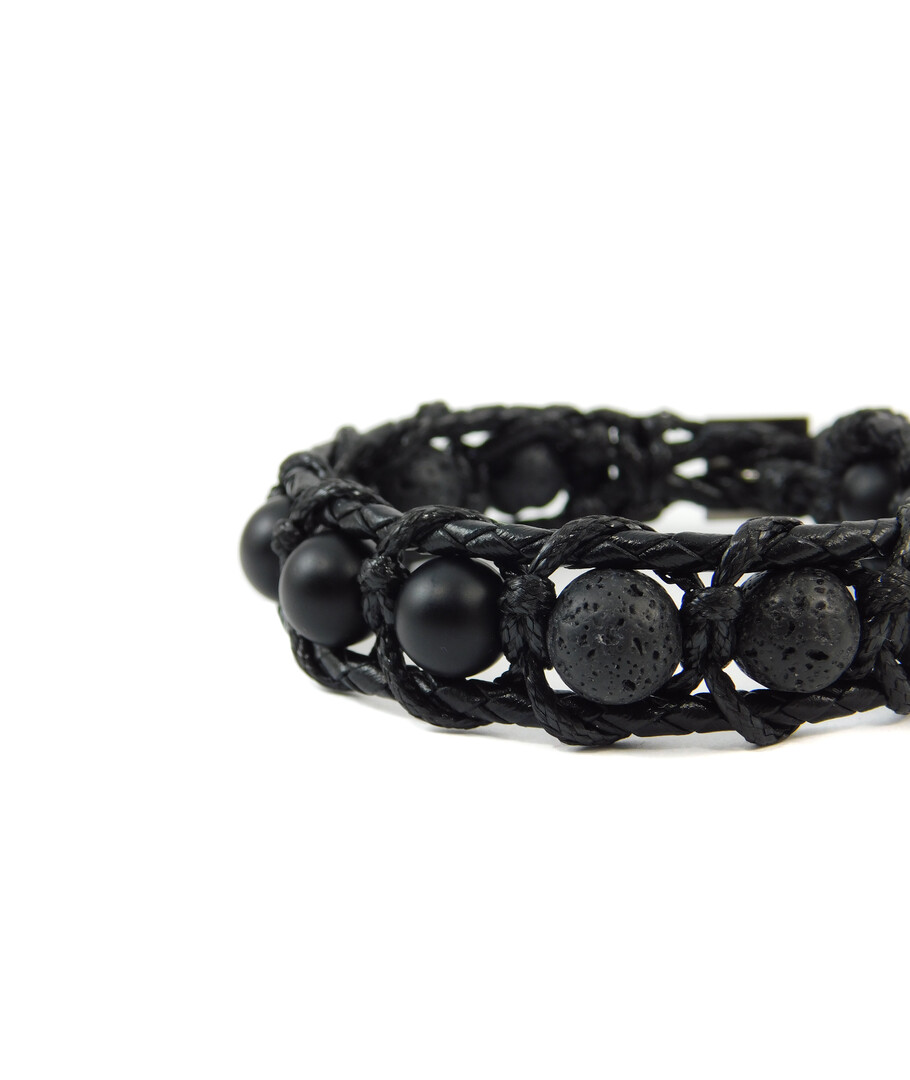 Exclusive leather bracelet "Arrest" Shungite, Lava