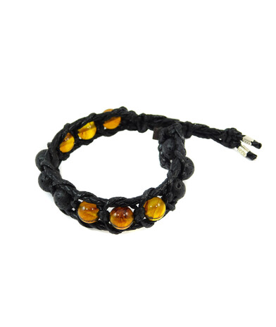 Exclusive leather bracelet "Arrest" Amber, Lava